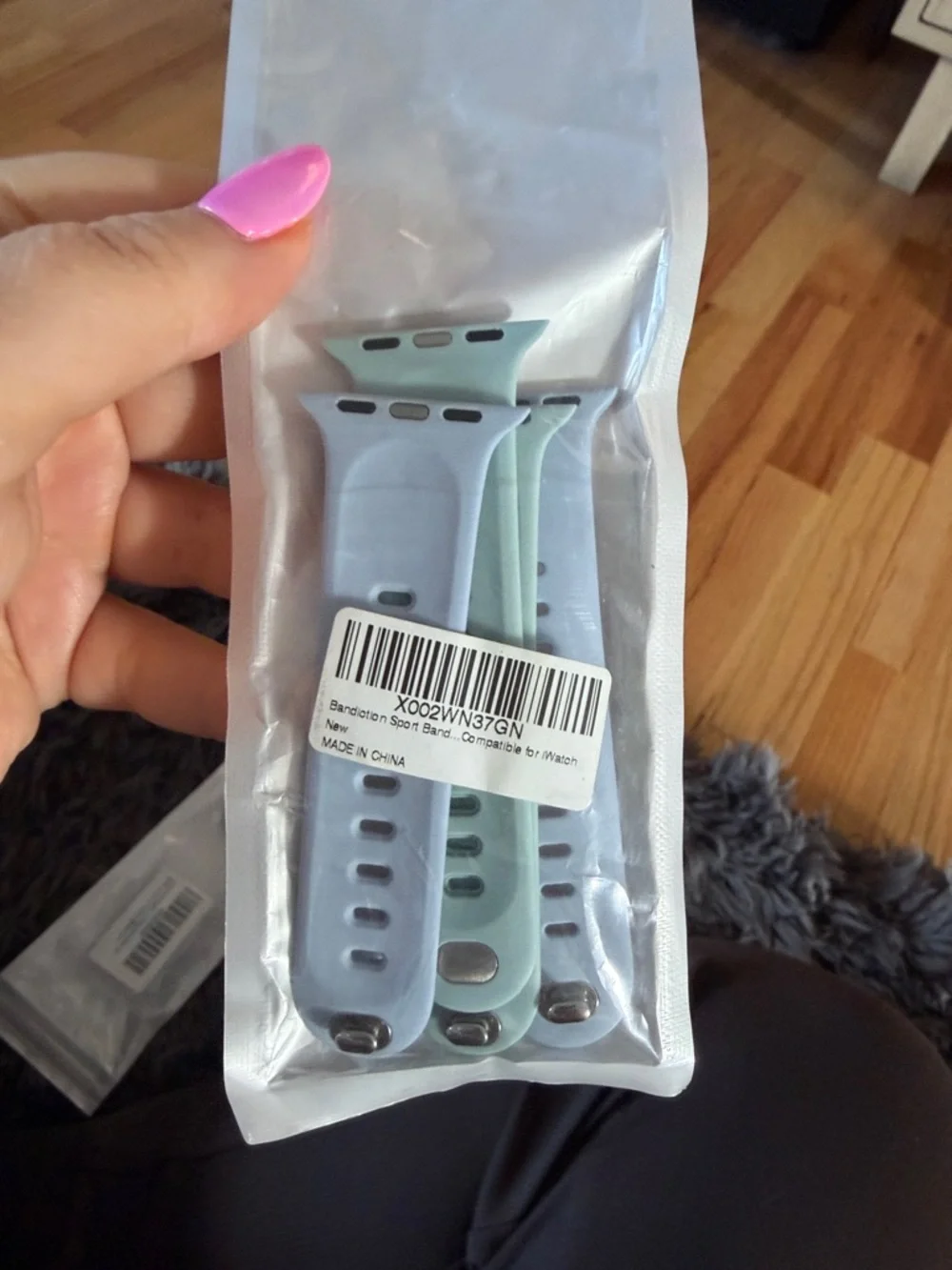 Apple Watch 38mm Silicone and Woven Watch Bands - Light Blue, Mint & Iridescent